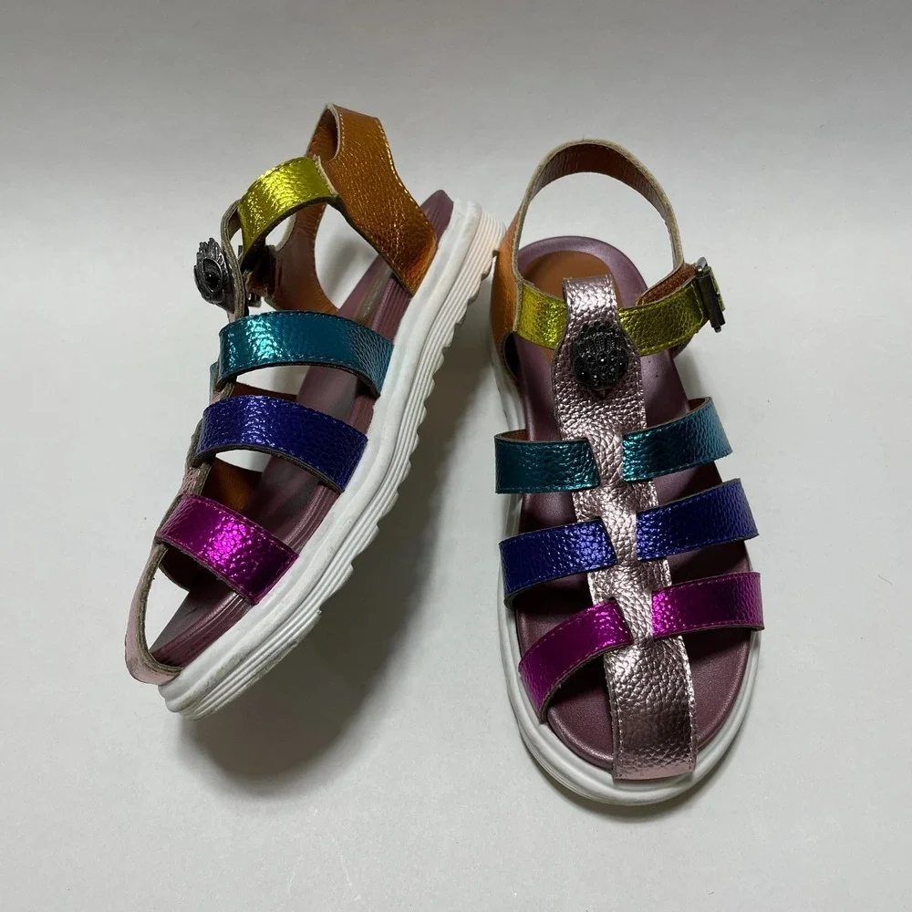 Kurt Geiger 3 London‎ Mini Fisherman Sandals Multicolor Rainbow Metallic Leather